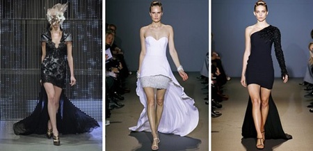 Короткие вечерние платья со шлейфом Короткие вечерние платья со шлейфом