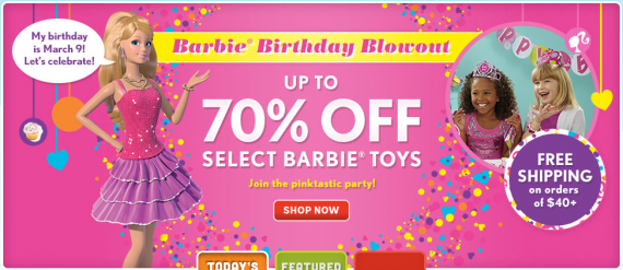 Mattel: скидка 70% на куклы Barbie Mattel: скидка на куклы Barbie 70%