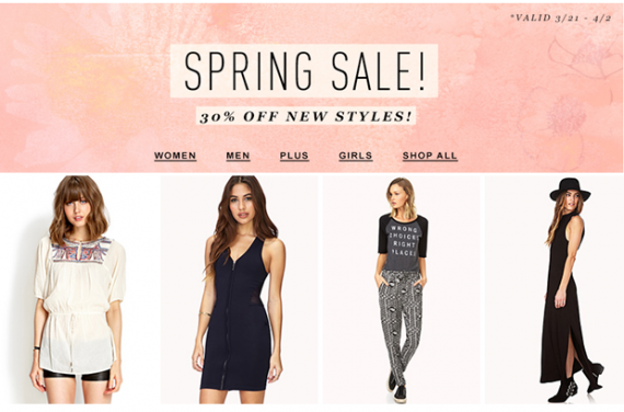 Spring Sale 30% в магазине Forever21 Spring Sale 30% в магазине Forever21