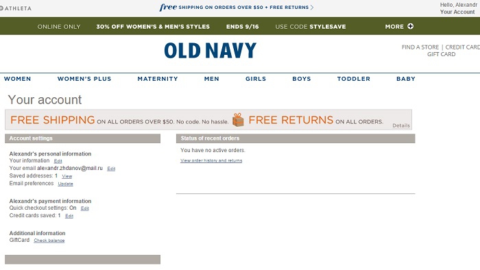 Old Navy: обзор интернет-магазина одежда для всей семьи